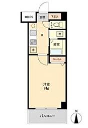 リアライズ沢下町II 6階1Kの間取り