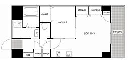 プレステージ新栄 1LDKの間取図画像