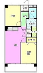 レジデンス明日香 2階2LDKの間取り