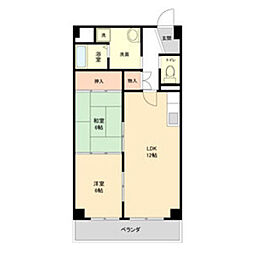 レジディア日比野 5階2LDKの間取り