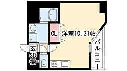 ＧＲＡＮＤＵＫＥ東別院crea 7階ワンルームの間取り