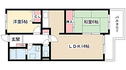 パークノヴァ藤里 1階2LDKの間取り
