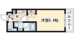 ベルウッド南山 3階1Kの間取り