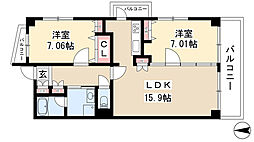 Primavera 7階2LDKの間取り