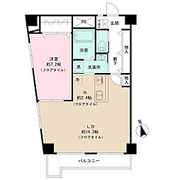 リベルテ鶴舞 9階1LDKの間取り