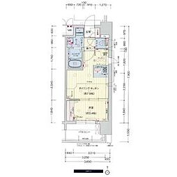 プレサンスNAGOYA本陣 1DKの間取図画像