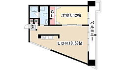 レジディア東桜II 8階1LDKの間取り