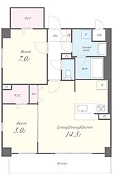 グランドガーデン 1階2LDKの間取り
