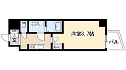エルスタンザ徳川 6階1Kの間取り