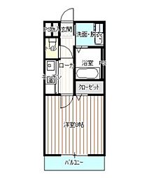リベルタ 2階1Kの間取り
