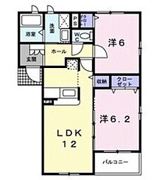 パルティーレ 2階2LDKの間取り