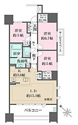 ザ・パークハウス名古屋(B・C・D棟) 5階3LDKの間取り