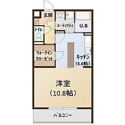 リリーローサ 2階ワンルームの間取り