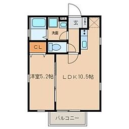 LUCE 2階1LDKの間取り