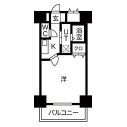 ABCサクラガーデン 7階1Kの間取り