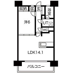 上前津ライズ 14階1LDKの間取り