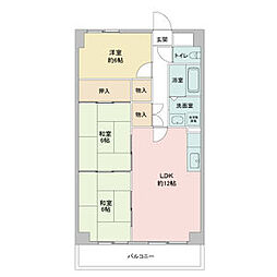 レジディア日比野 1202 12階3LDKの間取り