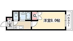 タウンコート児島 4階1Kの間取り