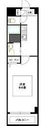 リバージュA 4階1Kの間取り