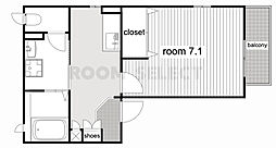 アルドール 2階1Kの間取り
