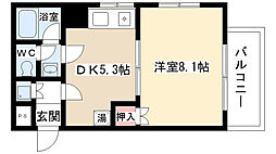 フォレスト今池 7階1Kの間取り