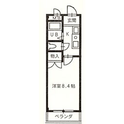 エスポア八田 1Kの間取図画像