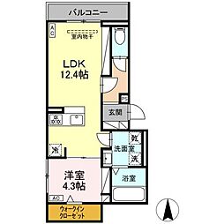 ルヴィータ本陣 1LDKの間取図画像