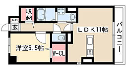 フェリオ新西 1LDKの間取図画像