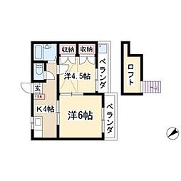 シーズンコートフジガオカ 2Kの間取図画像