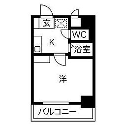 ヒルズ千種 1Kの間取図画像