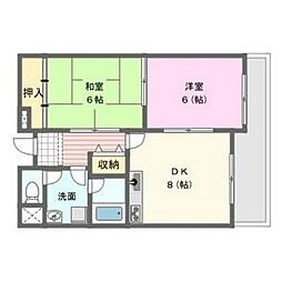 ヤシロヒルズ 2DKの間取図画像