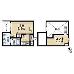 BlueAgate ワンルームの間取図画像