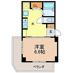 クレア高峯 1Kの間取図画像