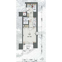 プレサンス鶴舞グリーンパーク ワンルームの間取図画像