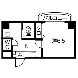 万宝マンション 1Kの間取図画像