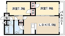 ラ・メゾン東山 2LDKの間取図画像