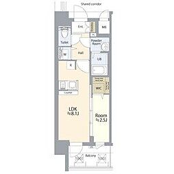 エスリード ザ・レガリア新栄ALTAIER 1508 15階1LDKの間取り