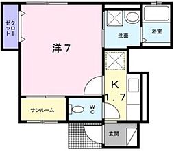 ジェルメ大喜新町 1Kの間取図画像