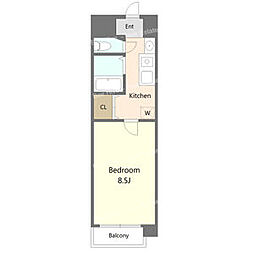 クレスト覚王山 1Kの間取図画像
