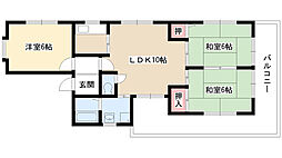 グリーンシャトー赤坂 3DKの間取図画像
