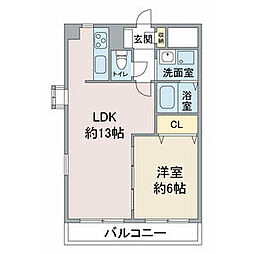 ソレイユ上社 1LDKの間取図画像