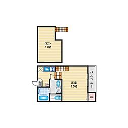 ハーモニーテラス長筬町3 1Kの間取図画像