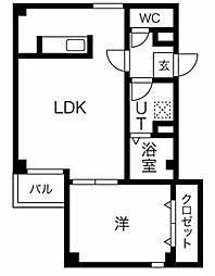 グランレーヴ金山 1LDKの間取図画像