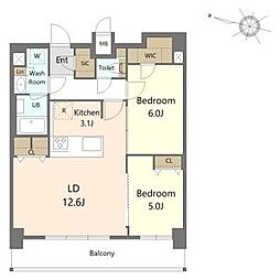 名古屋市名東区貴船1丁目マンション 2LDKの間取図画像