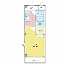アゼリアヒルズ 1Kの間取図画像