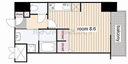 パルティール金山 ワンルームの間取図画像