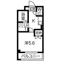 エンゼル栄 1Kの間取図画像