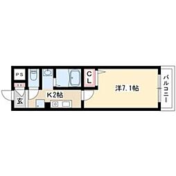 プリムローズマンション 1Kの間取図画像