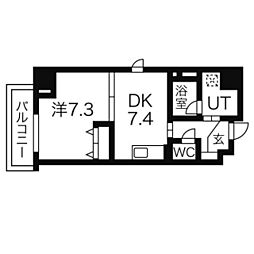 稲垣ビル栄ディアコート白川 1DKの間取図画像