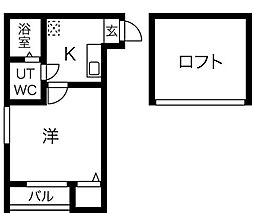 フォービエン川西 1Kの間取図画像